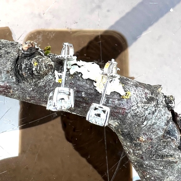 Certified Oval Moissanite Stud Earrings Sterling Silver 925 Screw Backs - Picture 9 of 14